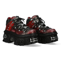 NEW ROCK - M-WALL106N-C17 Urban Red Leather Platform Boots