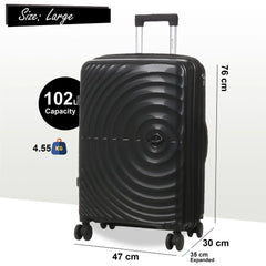 Balranald Expandable Large Soft Shell Black Suitcase