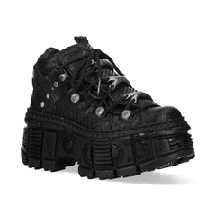 NEW ROCK - M-106WALL-C65 Python Black Leather Platform Boots