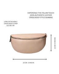 Women's Nude Leather Cross Body Bag with Interchangeable Straps