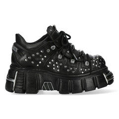 NEW ROCK - M-120NR-C1 Studded Black Leather Platform Boots