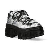 NEW ROCK - M-106WALL-C16 Metallic Silver Leather Platform Boots