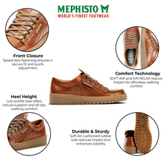 Mephisto - Rainbow Heritage 4778 Men's Chestnut Brown Leather Walking Shoes
