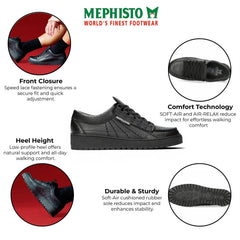 Mephisto - Rainbow Mamouth 714 Men's Black Leather Walking Shoes