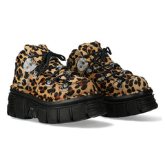 NEW ROCK - M-106-C192 Leopard Print Leather Tower Boots