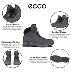 Ecco - Men's Black Leather Waterproof Hiking Boots: Rugged Track 25