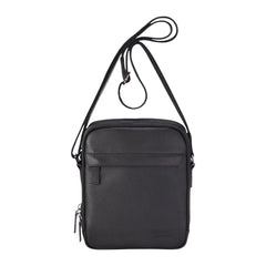 Black Leather Cross Body Travel Bag