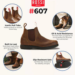 Rossi - 607 Booma Tan Leather Chelsea Boots