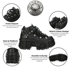 NEW ROCK - M-106WALL-C65 Python Black Leather Platform Boots