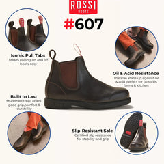 Rossi - 607 Booma Dark Brown Leather Chelsea Boots