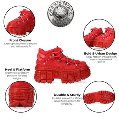 NEW ROCK - M-106WALL-C13 Red Leather Platform Boots