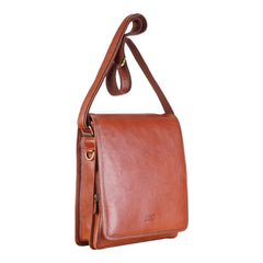 Deep Tan Flap Over Cross Body Travel Bag