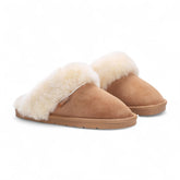 Womens Chestnut Genuine Sheepskin Mule Slippers: Luna