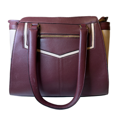 Women's Burgundy and White Leather Shoulder Bag