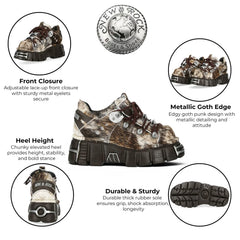 NEW ROCK - M-120N-C114 Cow Fur Lace Up Tower Shoes