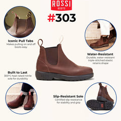 Rossi - 303 Endura Redwood Brown Leather Chelsea Boots