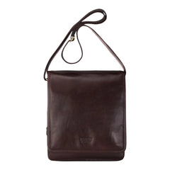 Chestnut Brown Leather Flap Over Cross Body Travel Bag