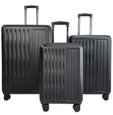 Cullman Set of 3 Black Hard Shell White Suitcases