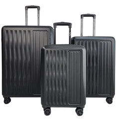 Cullman Set of 3 Black Hard Shell White Suitcases