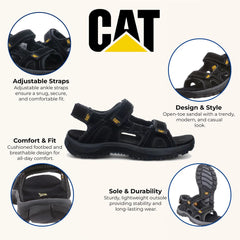 Caterpillar - Men's Giles Black Leather Sandals