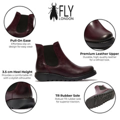 Fly London - SALV Women's Red Leather Wedge Chelsea Boots