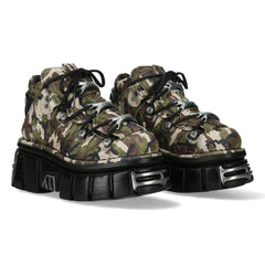NEW ROCK - M-106-C169 Camouflage Leather Platform Boots