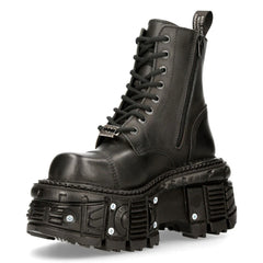 NEW ROCK - TANK083-C1 - Black Lace Up Combat Boots