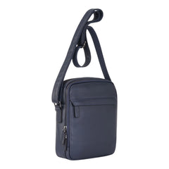 Navy Leather Cross Body Travel Bag