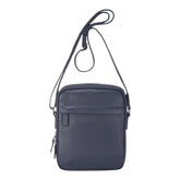 Navy Leather Cross Body Travel Bag