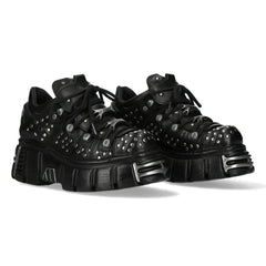 NEW ROCK - M-120NR-C1 Studded Black Leather Platform Boots