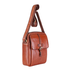Deep Tan Vintage Leather Cross Body Travel Bag