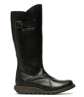 Fly London - MOL 2 Women's Black Leather Wedge Knee High Platform Boots