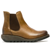 Fly London - SALV Women's Camel Leather Wedge Chelsea Boots