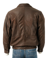Men's Brown Pocket Detail Blouson Style Nubuck Jacket: Marco