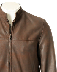 Men's Brown Simple Nubuck Jacket: Davide