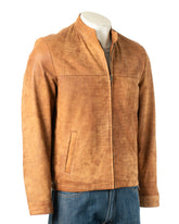 Men's Tan Simple Nubuck Jacket: Davide