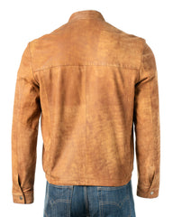 Men's Tan Simple Nubuck Jacket: Davide