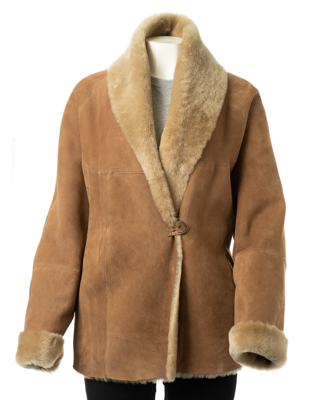 Ladies Relaxed Fit Cappuccino Shearling Sheepskin Jacket: Issy