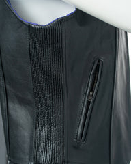 Women's Black Cow Hide Elasticated Waist Motorbike Waistcoat: Leah
