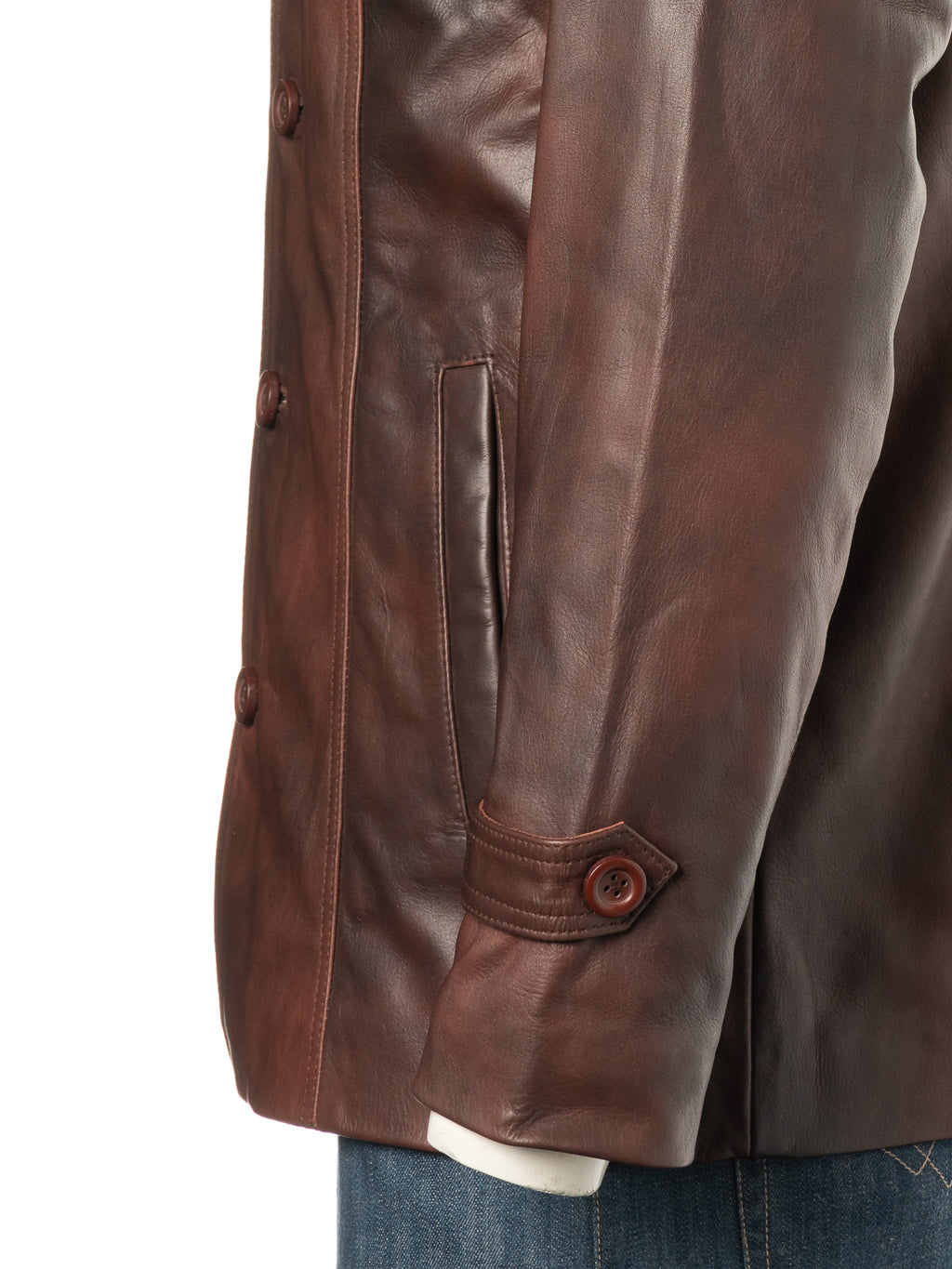 Men's Reddish Brown Cow Hide Reefer Style Jacket: Carlito