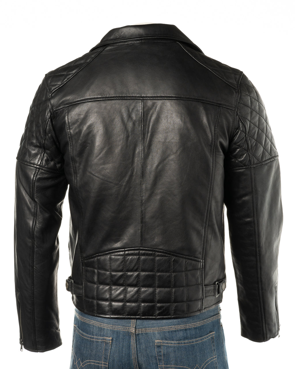 Men's Black Vintage Look Biker Style Leather Jacket: Gaetano