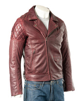Men's Burgundy Vintage Look Biker Style Leather Jacket: Gaetano