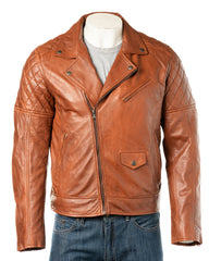 Men's Timber Vintage Look Biker Style Leather Jacket: Gaetano
