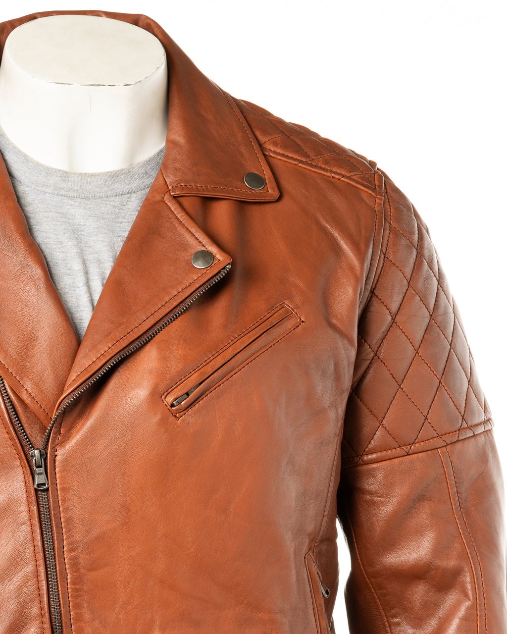Men's Timber Vintage Look Biker Style Leather Jacket: Gaetano