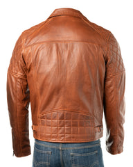 Men's Timber Vintage Look Biker Style Leather Jacket: Gaetano