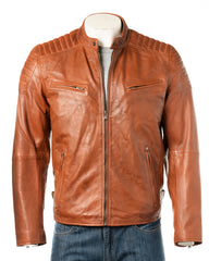 Men's Timber Racer Style Leather Jacket: Ennio
