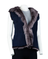 Ladies Navy Toscana Shearling Sheepskin Gilet: Diana