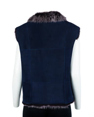Ladies Navy Toscana Shearling Sheepskin Gilet: Diana
