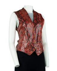 Ladies Snake Skin Effect Half Skin Leather Fitted Waistcoat: Vita