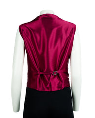 Ladies Cherry Red Half Skin Leather Fitted Waistcoat: Vita
